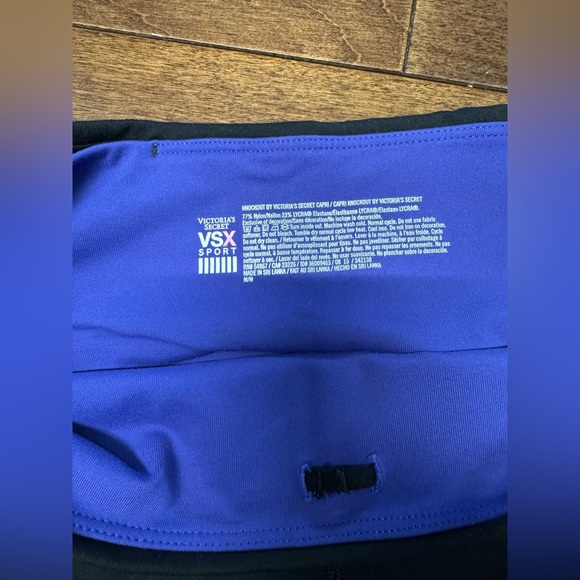 Victoria Secret VSX Capri Knockout Women Activewear Legging Blue Black Sz M - Picture 7 of 8